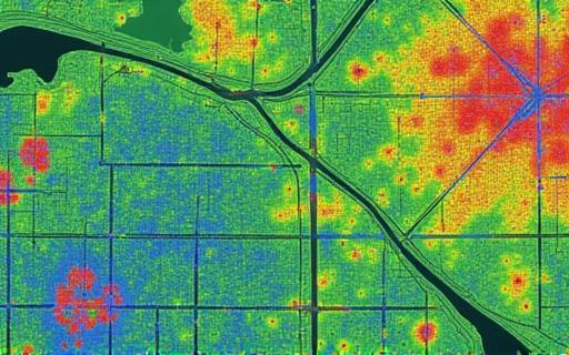 Satellite image of Frankfurt analyzed to highlight green spaces and their cooling effect